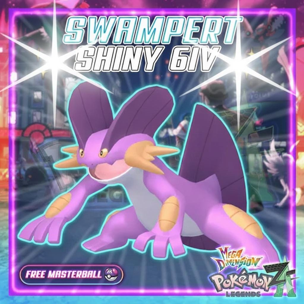 Shiny Swampert Pokemon Legends ZA Mega Dimension DLC 6IV Competitive Battle Ready - Pokémon Legends: Z-A digital Pokémon
