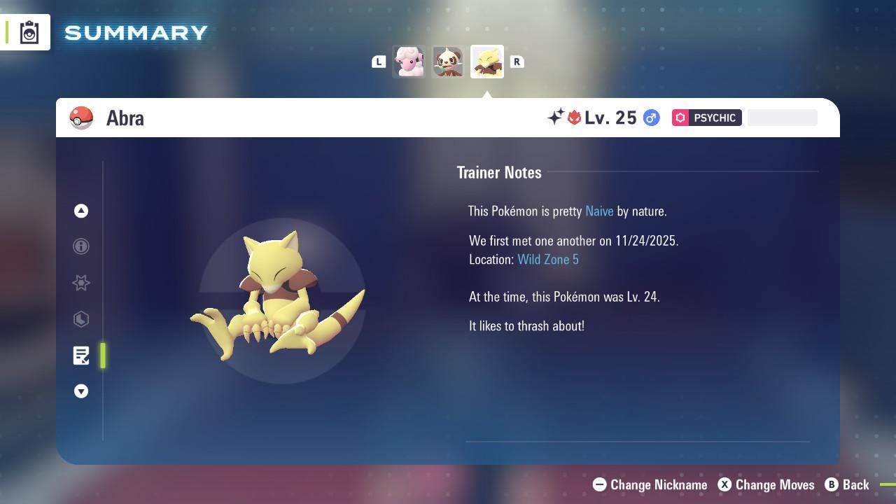 Shiny Alpha Abra Pokémon Legends ZA 6IV Competitive Battle Ready - Pokémon Legends: Z-A digital Pokémon trade image 4