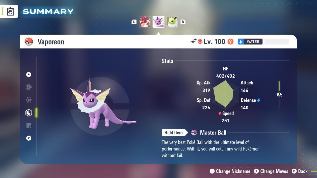 Shiny Alpha Vaporeon Pokémon Legends ZA 6IV Competitive Battle Ready - Pokémon Legends: Z-A digital Pokémon trade image 2