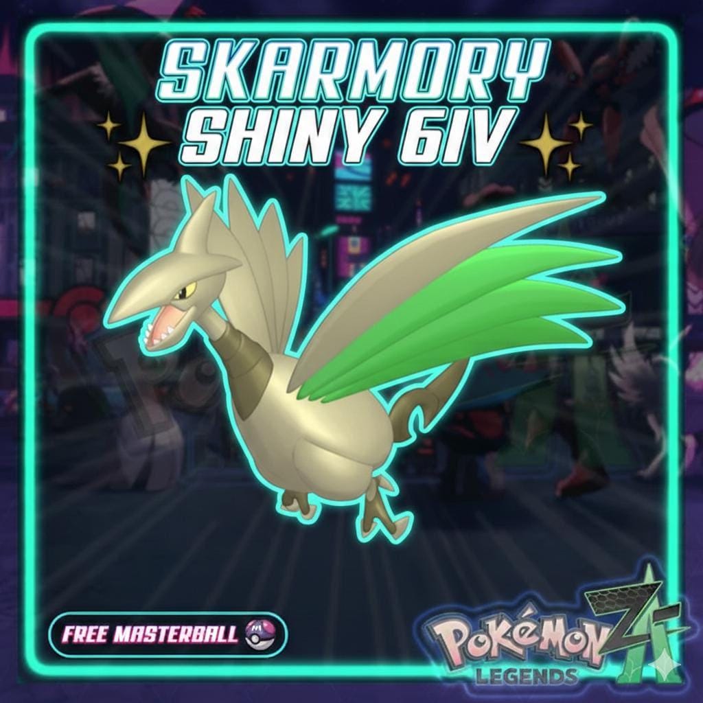 Shiny SKARMORY Pokémon Legends ZA 6IV Competitive Battle Ready - Pokémon Legends: Z-A digital Pokémon trade by