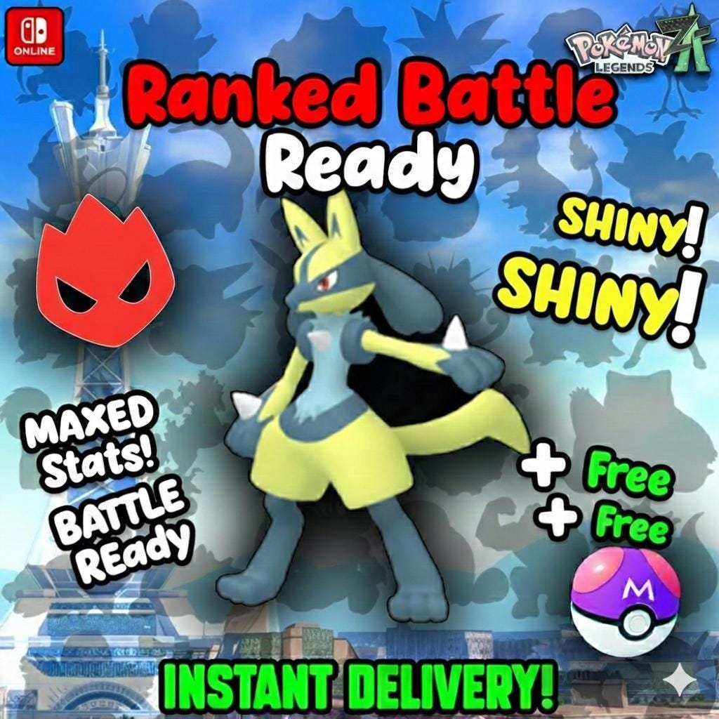 Shiny Alpha Lucario Pokémon Legends ZA 6IV Competitive Battle Ready - Pokémon Legends: Z-A digital Pokémon trade by