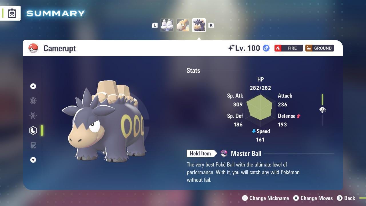 Shiny CAMERUPT Pokémon Legends ZA 6IV Competitive Battle Ready - Pokémon Legends: Z-A digital Pokémon trade image 2