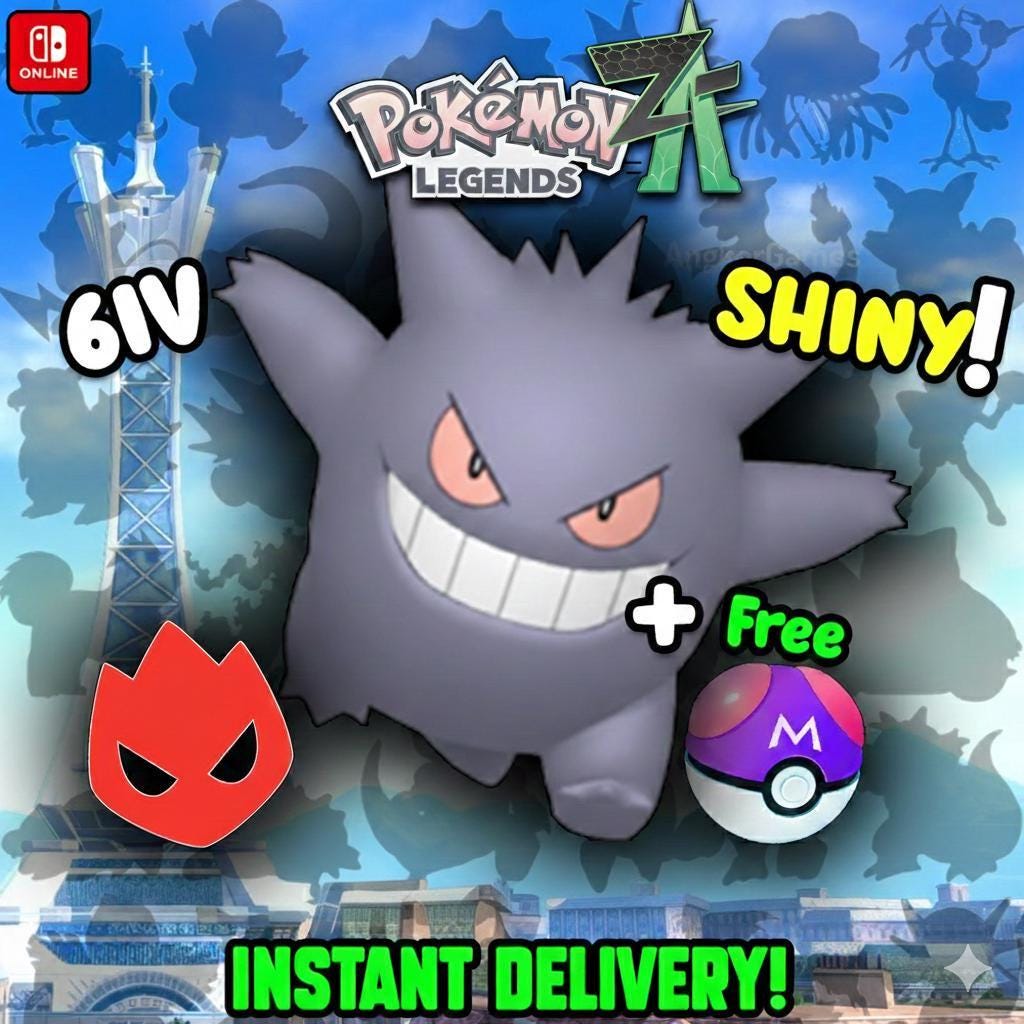 Shiny Alpha Gengar Pokémon Legends ZA 6IV Competitive Battle Ready - Pokémon Legends: Z-A digital Pokémon trade by