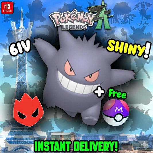Shiny Alpha Gengar Pokémon Legends ZA 6IV Competitive Battle Ready - Pokémon Legends: Z-A digital Pokémon trade by