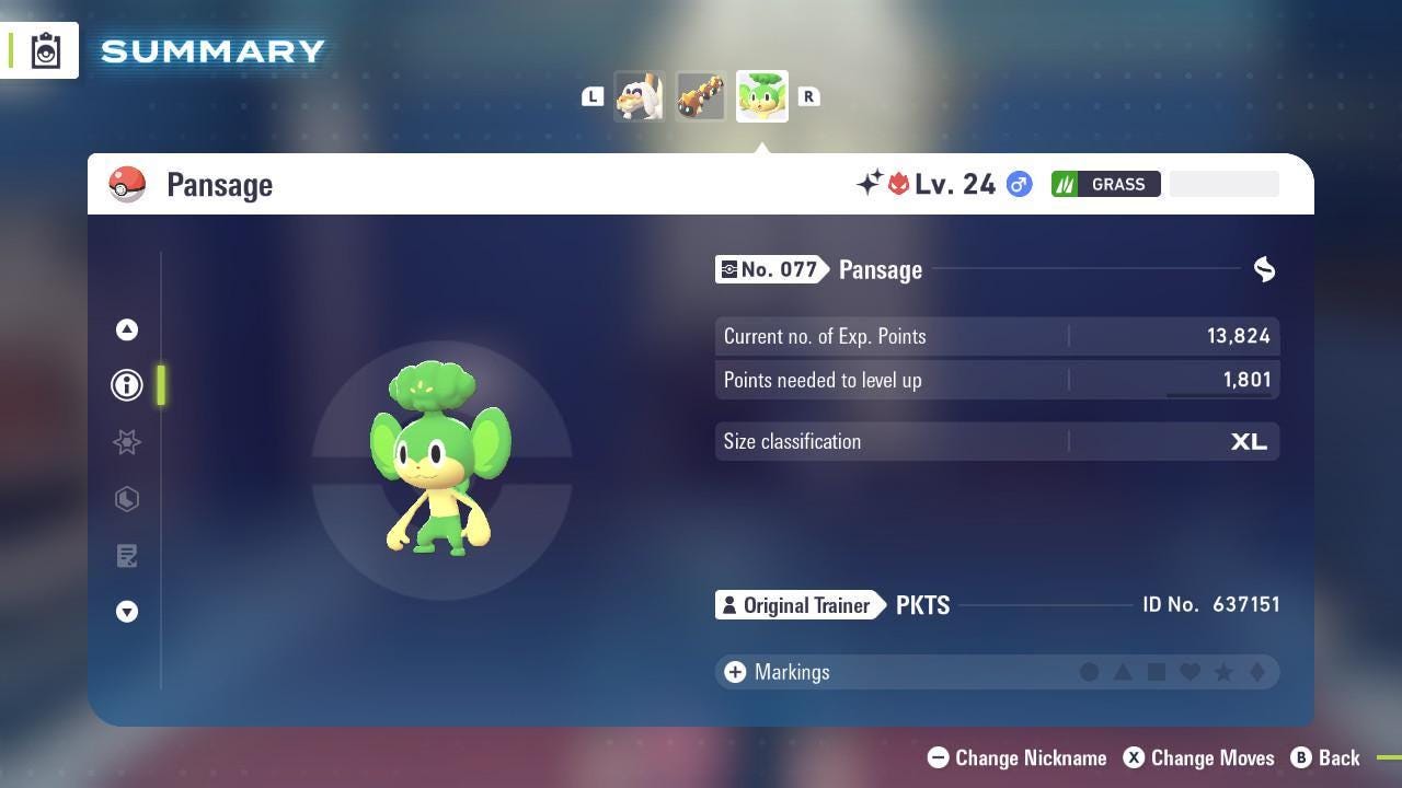 Shiny Alpha Pansage Pokémon Legends ZA 6IV Competitive Battle Ready - Pokémon Legends: Z-A digital Pokémon trade image 2