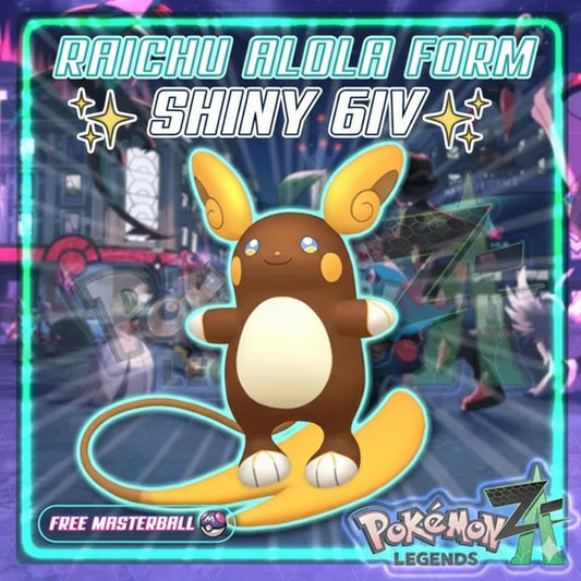 Pokemon Za Shiny 6IV ALOLAN RAICHU Pokémon Legends ZA 6IV Competitive Battle Ready - Pokémon Legends: Z-A digital Pokémon