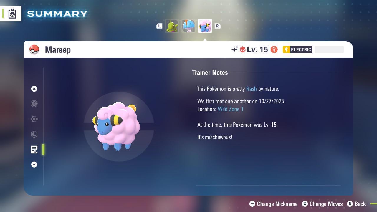 Shiny Alpha Mareep Pokémon Legends ZA 6IV Competitive Battle Ready - Pokémon Legends: Z-A digital Pokémon trade image 4