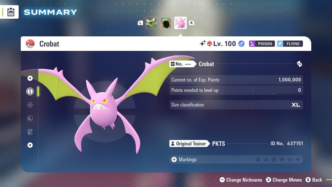 Shiny Alpha Crobat Pokemon Legends Za Mega Dimension DLC 6IV Competitive Battle - Pokémon Legends: Z-A digital Pokémon trade