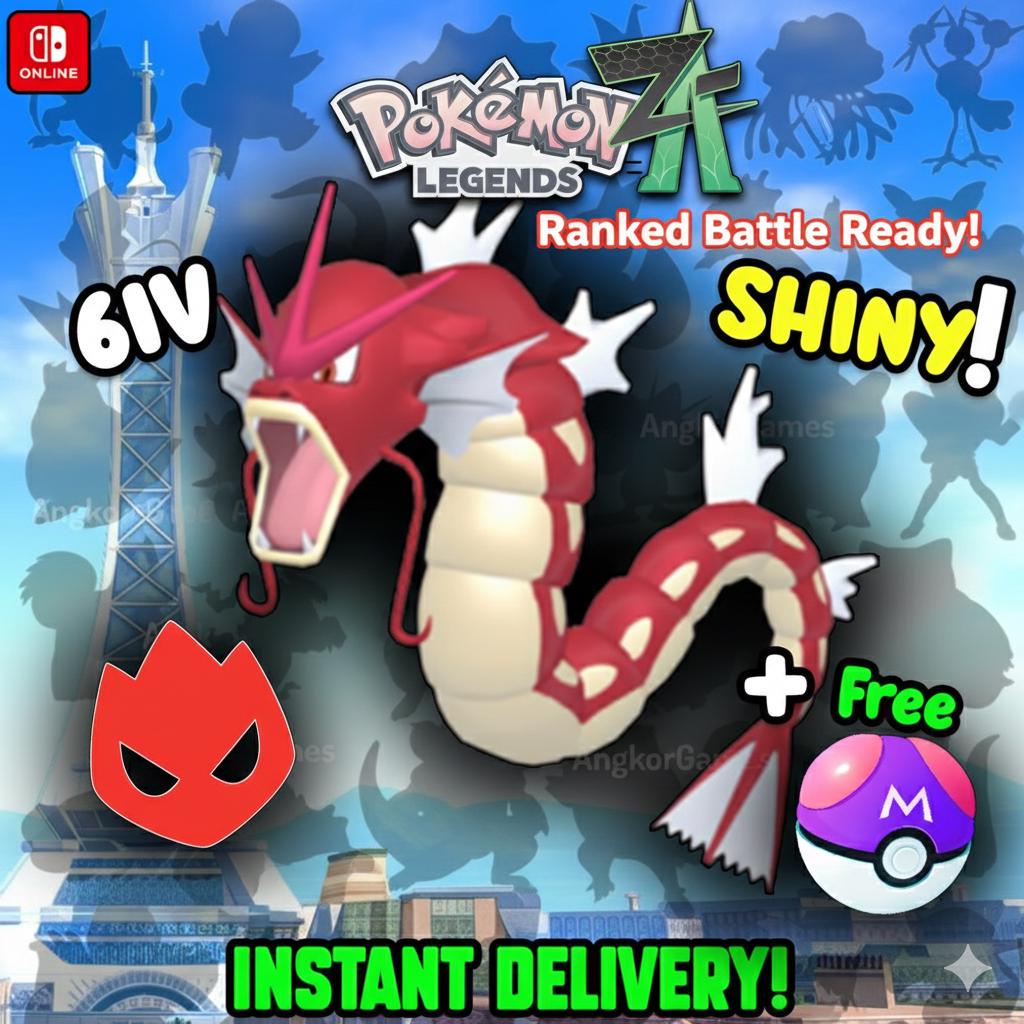 Shiny Alpha Gyarados Pokémon Legends ZA 6IV Competitive Battle Ready - Pokémon Legends: Z-A digital Pokémon trade by