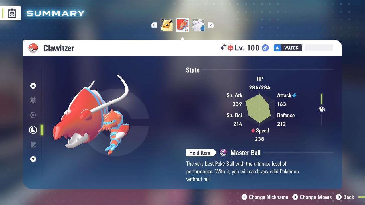 Shiny Alpha Clawitzer Pokémon Legends ZA 6IV Competitive Battle Ready - Pokémon Legends: Z-A digital Pokémon trade by