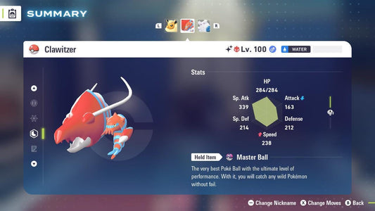 Shiny Alpha Clawitzer Pokémon Legends ZA 6IV Competitive Battle Ready