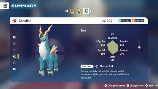 Non Shiny 6IV Cobalion Pokemon Legends Za Mega Dimension DLC 6IV Competitive - Pokémon Legends: Z-A digital Pokémon trade by