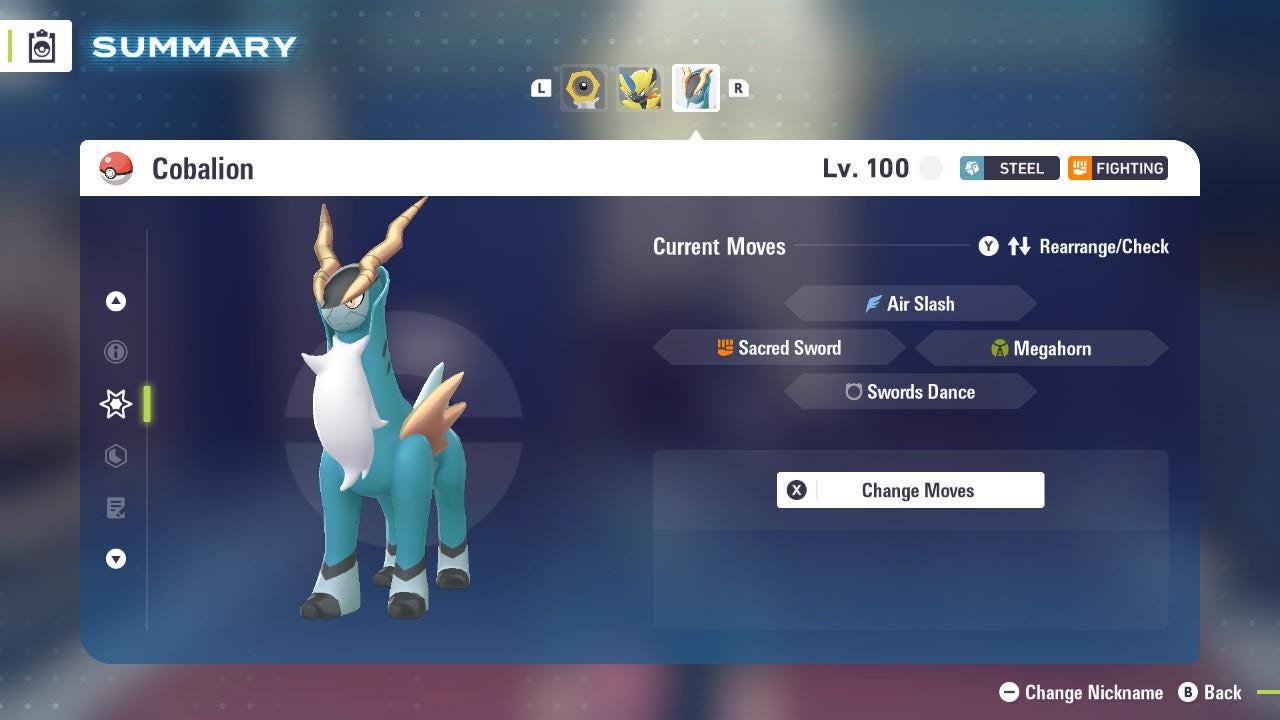 Non Shiny 6IV Cobalion Pokemon Legends Za Mega Dimension DLC 6IV Competitive - Pokémon Legends: Z-A digital Pokémon trade