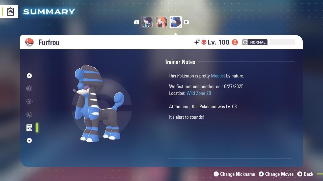 Shiny Alpha Pharoa Furfrou Pokémon Legends ZA 6IV Competitive Battle Ready - Pokémon Legends: Z-A digital Pokémon trade image
