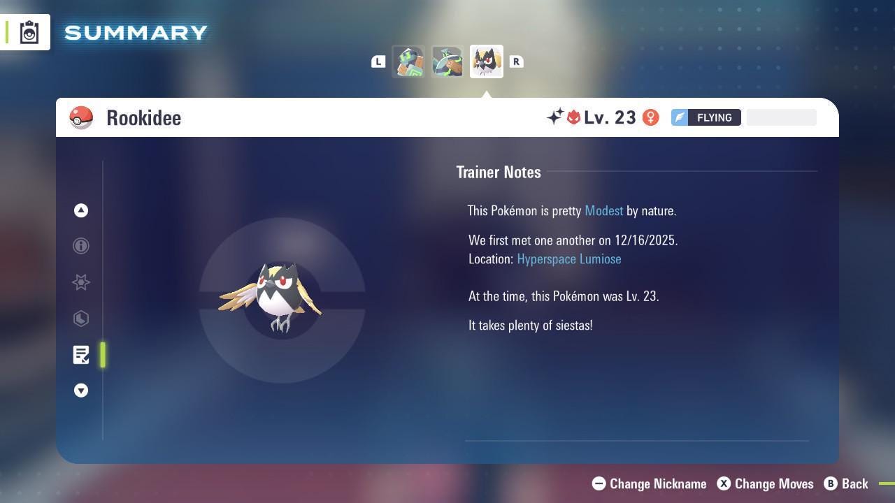 Shiny Alpha Rookidee Pokemon Legends Za Mega Dimension DLC 6IV Competitive Battle - Pokémon Legends: Z-A digital Pokémon