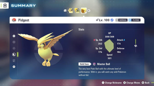 Shiny PIDGEOT Pokémon Legends ZA 6IV Competitive Battle Ready - Pokémon Legends: Z-A digital Pokémon trade by PokeTradingShop