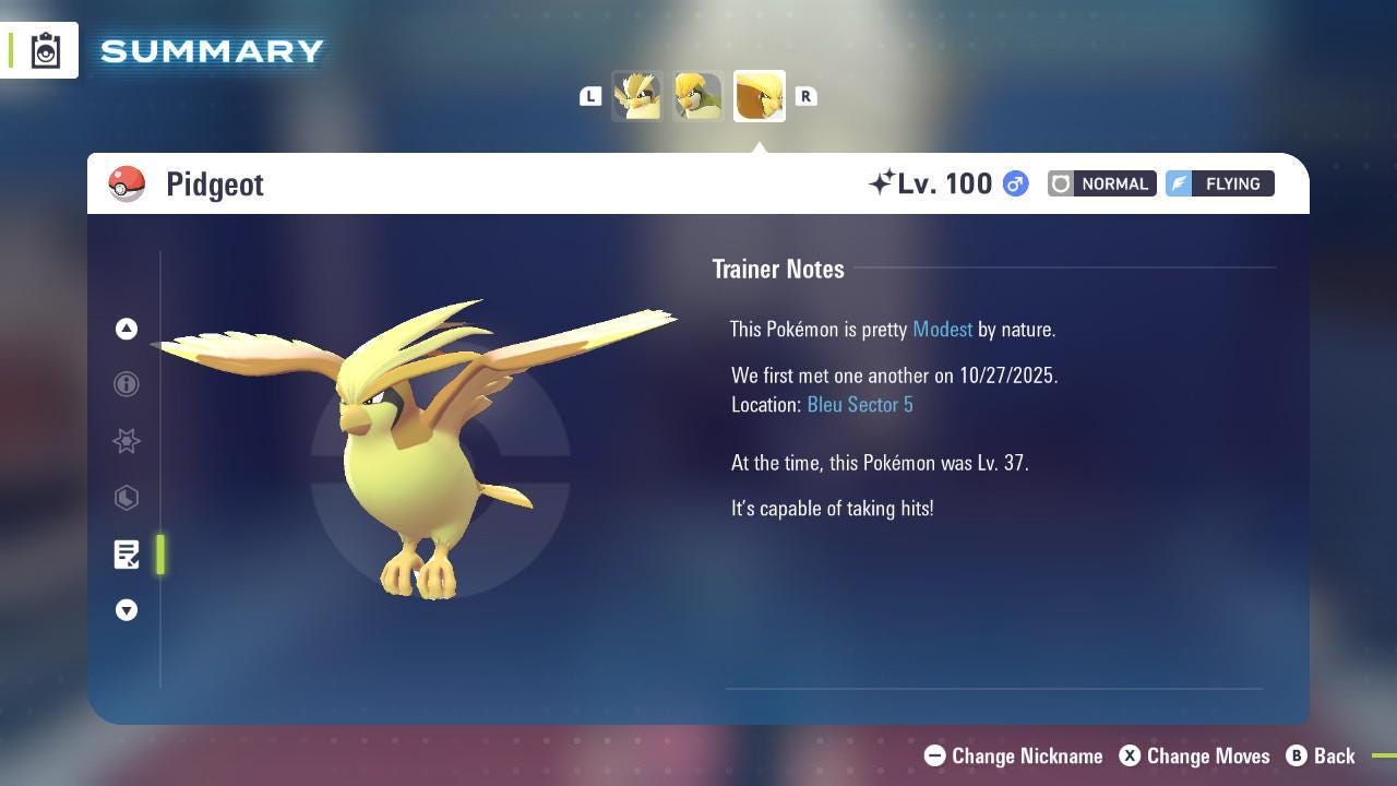 Shiny PIDGEOT Pokémon Legends ZA 6IV Competitive Battle Ready - Pokémon Legends: Z-A digital Pokémon trade image 4
