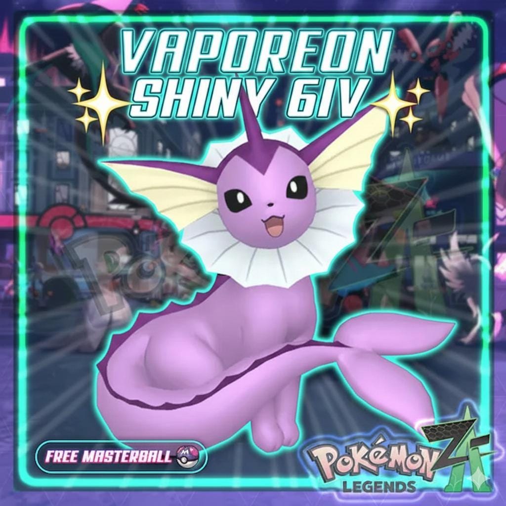 Shiny VAPOREON Pokémon Legends ZA 6IV Competitive Battle Ready - Pokémon Legends: Z-A digital Pokémon trade by