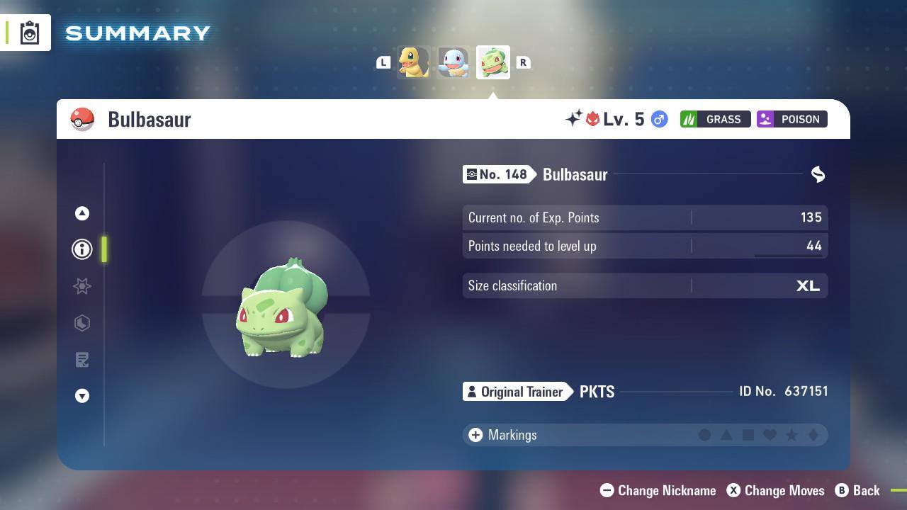 Pokemon Za Lvl 5 Modest SHINY ALPHA 6IV Bulbasaur Pokémon Legends ZA 6IV - Pokémon Legends: Z-A digital Pokémon trade image 3