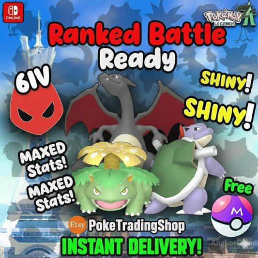 Pokemon Za ALPHA Final Starter Pack KANTO Shiny 6IV Pokémon Legends ZA 6IV - Pokémon Legends: Z-A digital Pokémon trade by