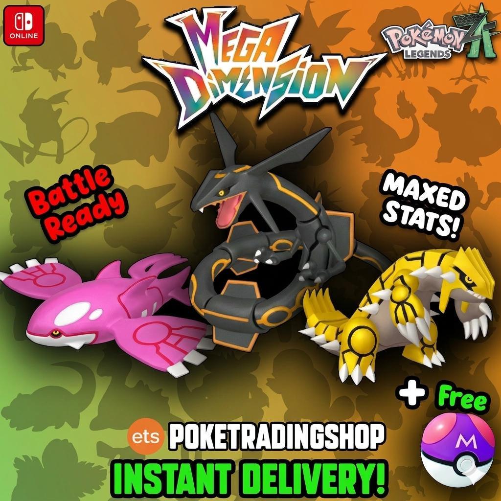 Pokemon ZA Shiny Weather Legendary Trio Shiny Rayquaza Kyogre Groudon Custom - Pokémon Legends: Z-A digital Pokémon trade by