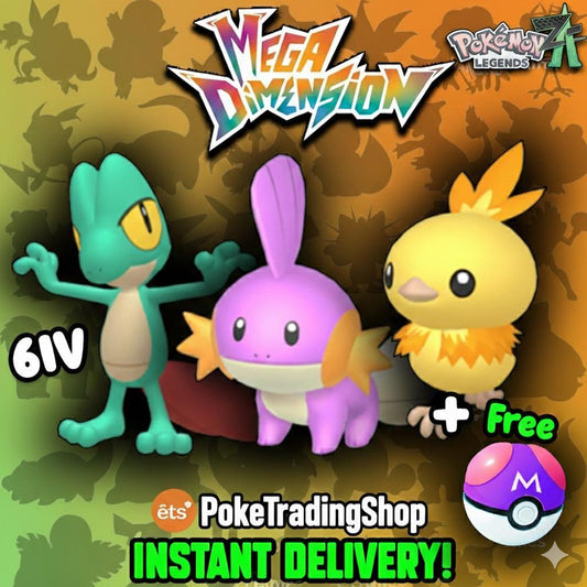 Pokemon ZA Hoenn Starters Bundle 6IV Treecko Mudkip Torchic Custom Battle Ready - Pokémon Legends: Z-A digital Pokémon trade