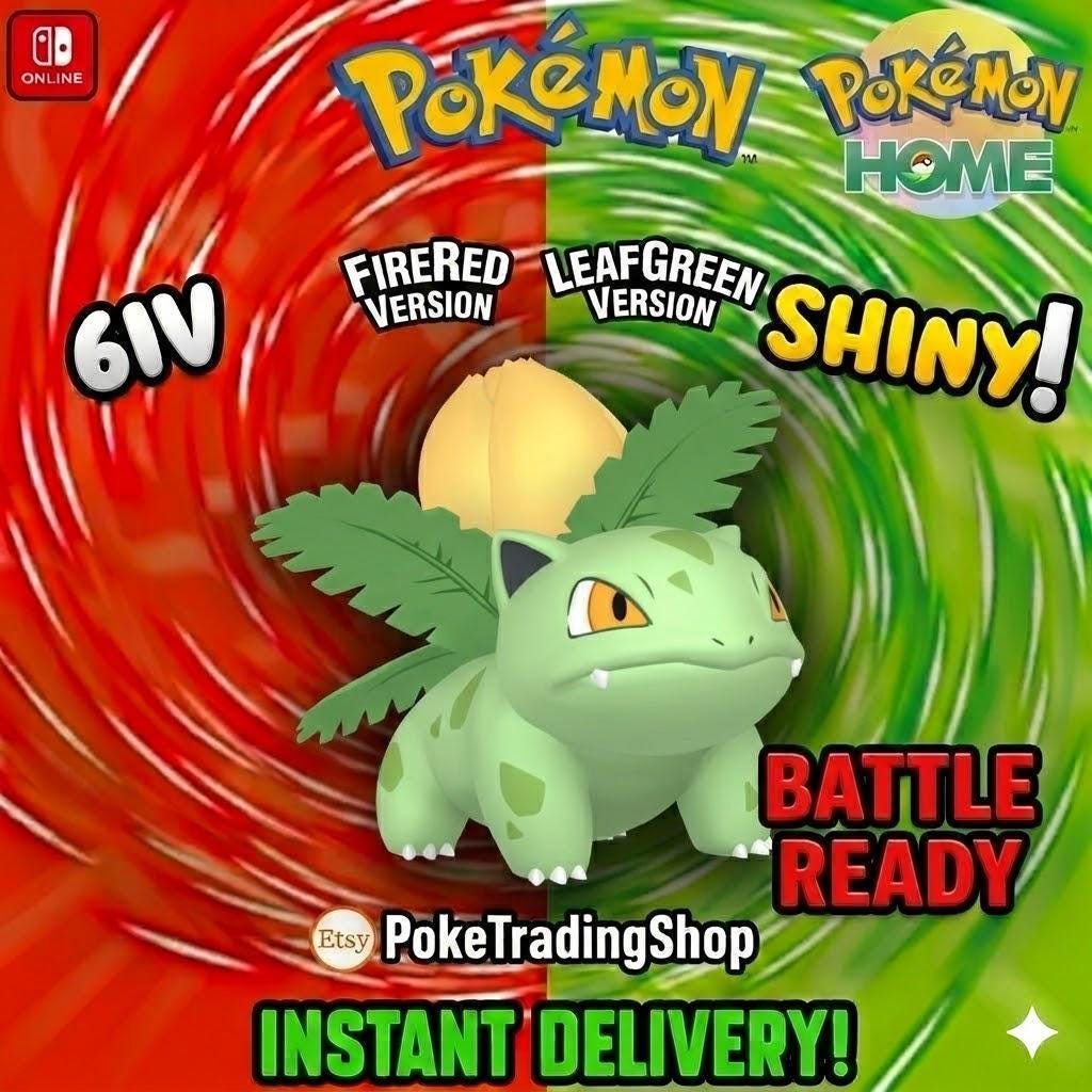 SHINY IVYSAUR Pokémon FireRed LeafGreen 6IV Competitive Battle Ready - Pokémon HOME digital Pokémon trade by PokeTradingShop