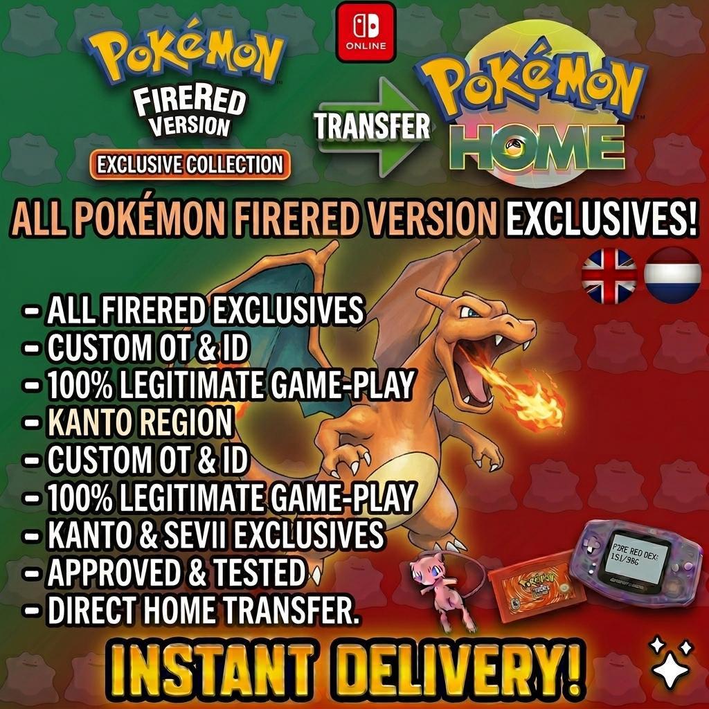 Pokémon FIRERED LEAFGREEN Authentic EXCLUSIVES Shiny FireRed All Exclusives Mega - Pokémon HOME digital Pokémon trade by