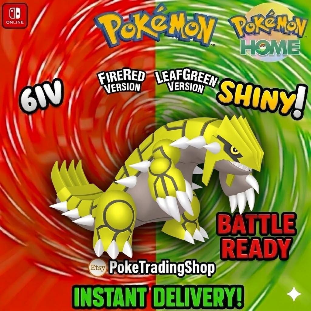 SHINY GROUDON Pokémon FireRed LeafGreen 6IV Competitive Battle Ready - Pokémon HOME digital Pokémon trade by PokeTradingShop