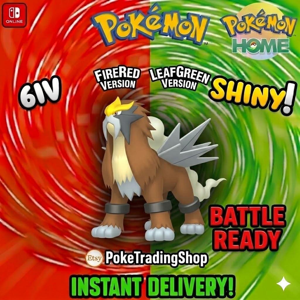 SHINY ENTEI Pokémon FireRed LeafGreen 6IV Competitive Battle Ready - Pokémon HOME digital Pokémon trade by PokeTradingShop