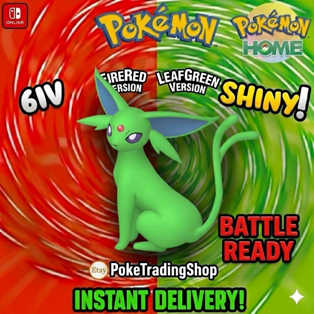 SHINY ESPEON Pokémon FireRed LeafGreen 6IV Competitive Battle Ready - Pokémon HOME digital Pokémon trade by PokeTradingShop