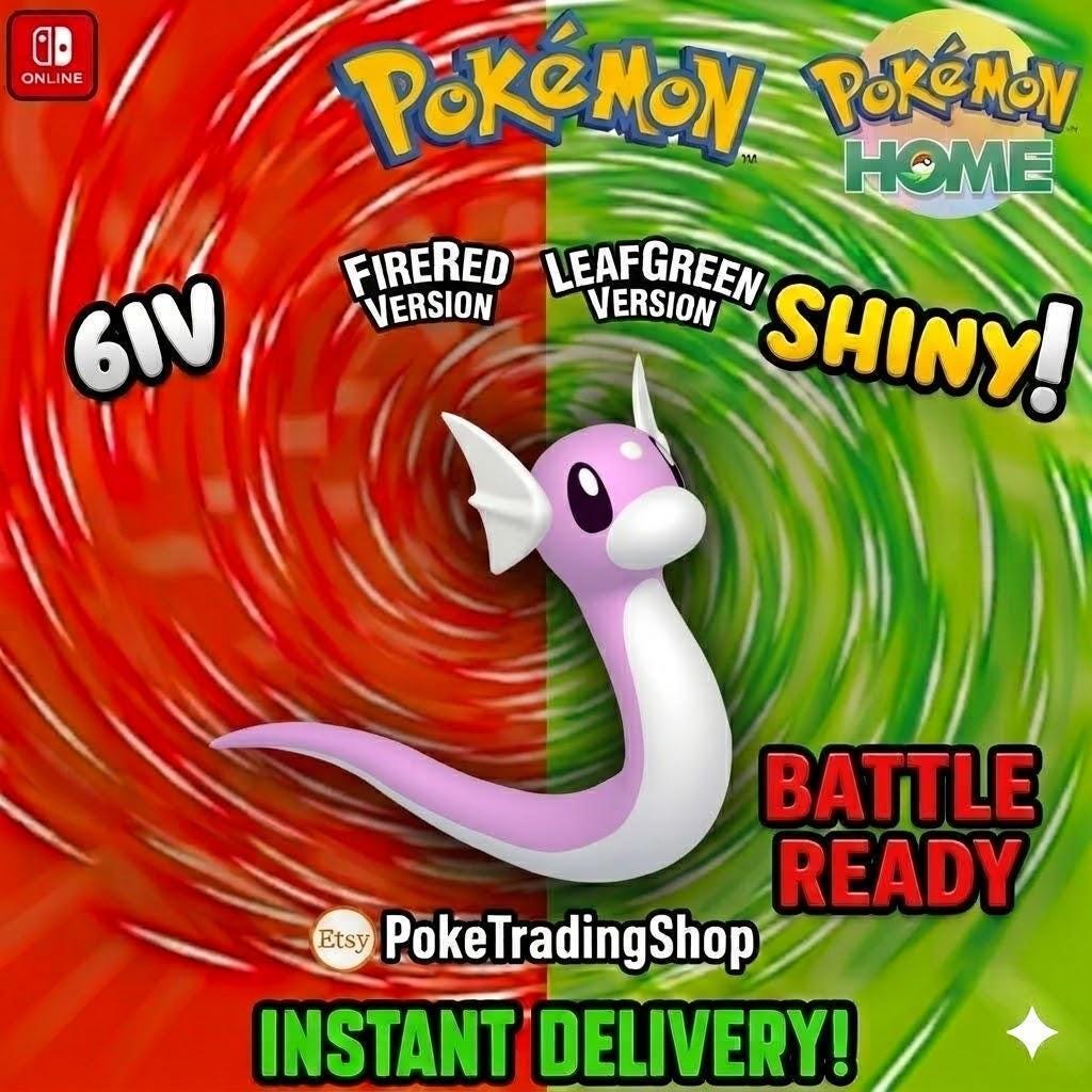 SHINY DRATINI Pokémon FireRed LeafGreen 6IV Competitive Battle Ready - Pokémon HOME digital Pokémon trade by PokeTradingShop