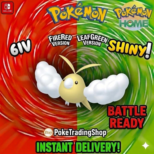SHINY SWABLU Pokémon FireRed LeafGreen 6IV Competitive Battle Ready - Pokémon HOME digital Pokémon trade by PokeTradingShop