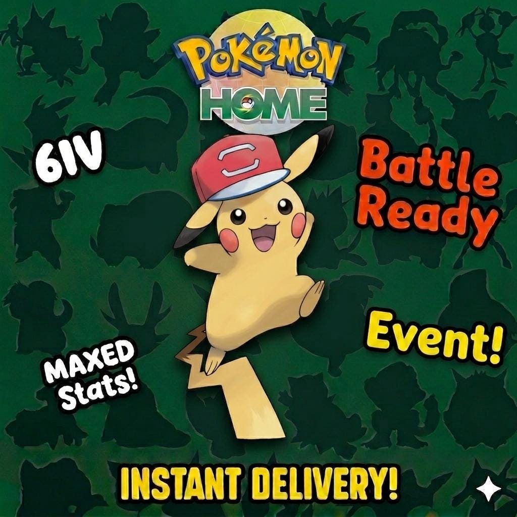 Pokemon Home ASH PIKACHU EVENT Alola Cap 6IV Pokemon Scarlet Violet Pokemon Sword - Pokémon Scarlet & Violet digital Pokémon