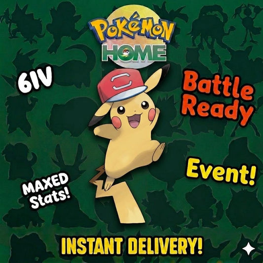 Pokemon Home ASH PIKACHU EVENT Alola Cap 6IV Pokemon Scarlet Violet Pokemon Sword - Pokémon Scarlet & Violet digital Pokémon