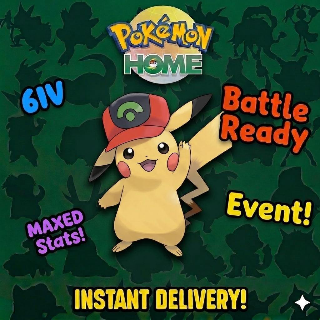 Pokemon Home ASH PIKACHU EVENT Hoenn Cap 6IV Pokemon Scarlet Violet Pokemon Sword - Pokémon Scarlet & Violet digital Pokémon