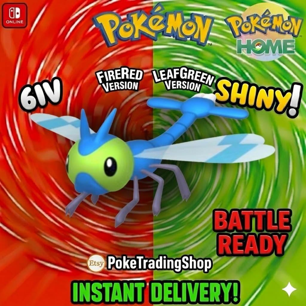 SHINY YANMA Pokémon FireRed LeafGreen 6IV Competitive Battle Ready - Pokémon HOME digital Pokémon trade by PokeTradingShop