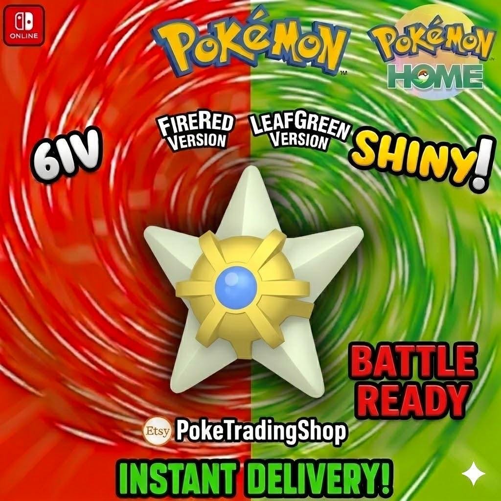 SHINY STARYU Pokémon FireRed LeafGreen 6IV Competitive Battle Ready - Pokémon HOME digital Pokémon trade by PokeTradingShop