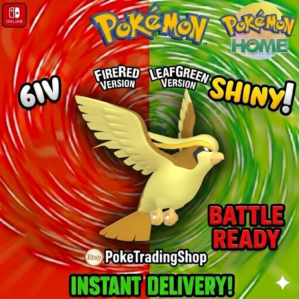 SHINY PIDGEOT Pokémon FireRed LeafGreen 6IV Competitive Battle Ready - Pokémon HOME digital Pokémon trade by PokeTradingShop