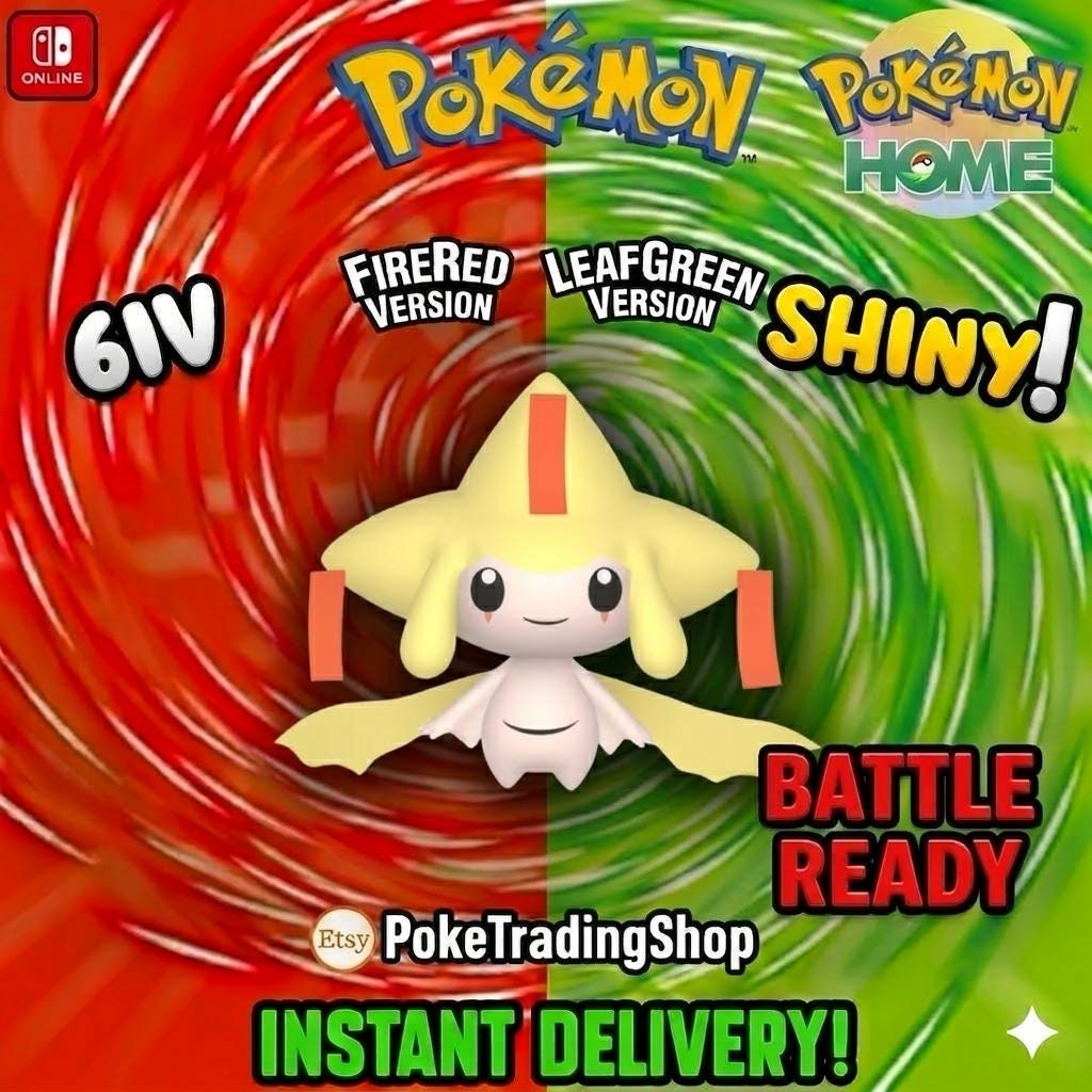 SHINY JIRACHI Pokémon FireRed LeafGreen 6IV Competitive Battle Ready - Pokémon HOME digital Pokémon trade by PokeTradingShop