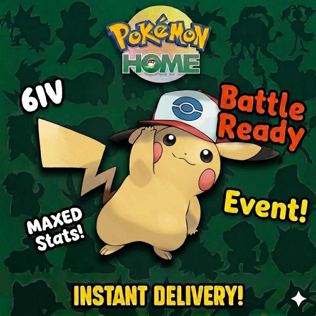 Pokemon Home ASH PIKACHU EVENT Unova Cap 6IV Pokemon Scarlet Violet Pokemon Sword - Pokémon Scarlet & Violet digital Pokémon