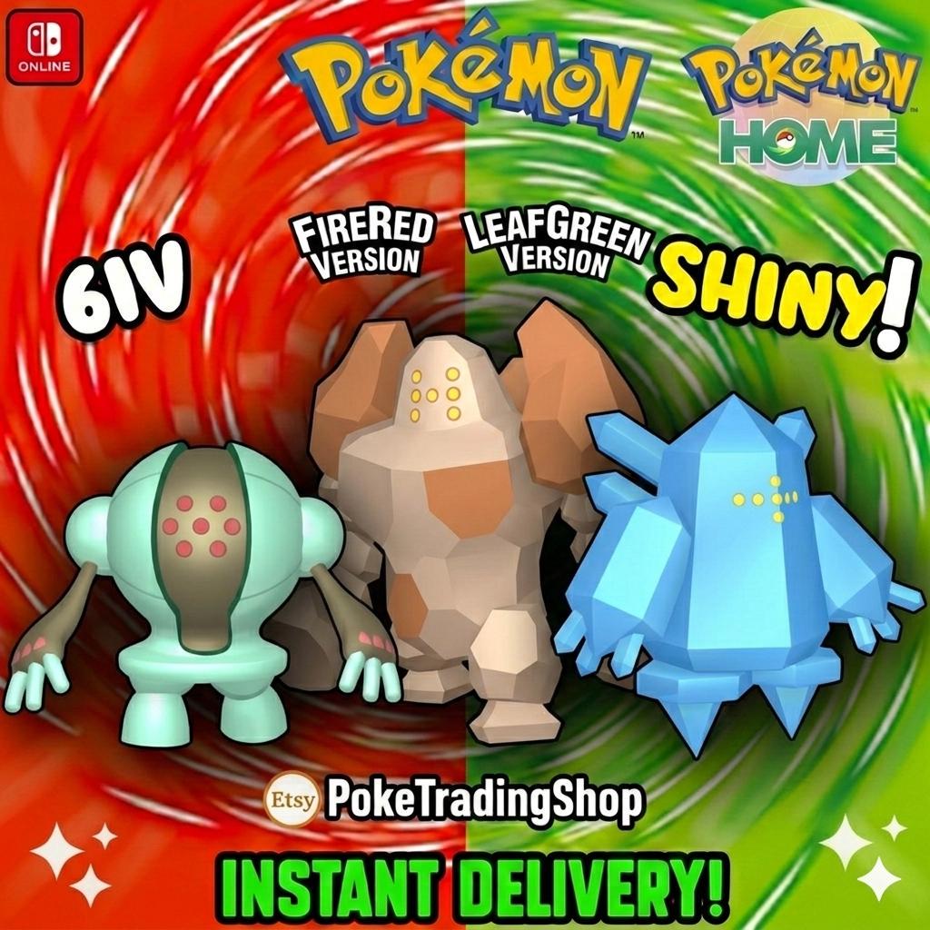 Pokémon FIRERED LEAFGREEN Authentic LEGENDARIES Shiny Regice Regirock Registeel - Pokémon HOME digital Pokémon trade by
