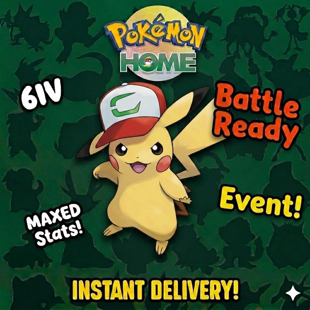 Pokemon Home ASH PIKACHU EVENT Partner Cap 6IV Pokemon Scarlet Violet Pokemon - Pokémon Scarlet & Violet digital Pokémon