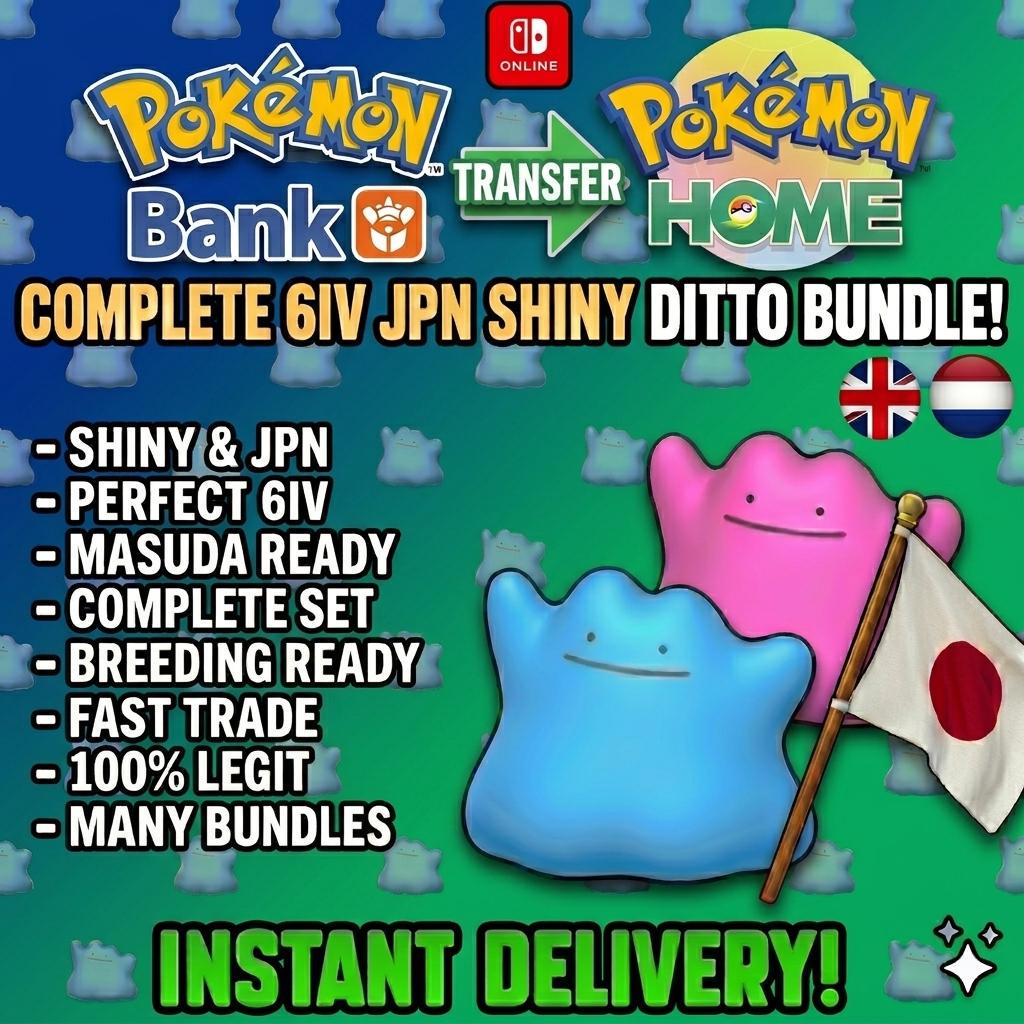 SHINY 6IV DITTO Bundle (Adamant, Modest, Timid, Jolly, Bold, Calm) Japanese Masuda - Pokémon HOME digital Pokémon trade by