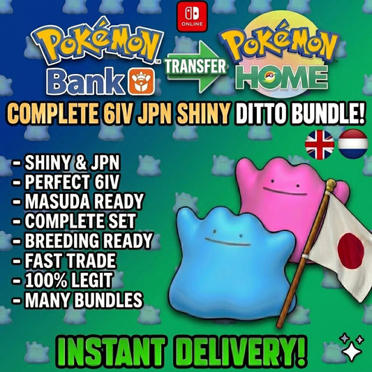 SHINY 6IV DITTO Bundle (Adamant, Modest, Timid, Jolly, Bold, Calm) Japanese Masuda - Pokémon HOME digital Pokémon trade by