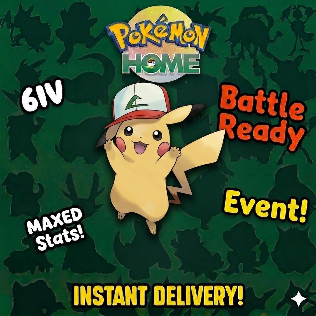 Pokemon Home ASH PIKACHU EVENT Original Cap 6IV Pokemon Scarlet Violet Pokemon - Pokémon Scarlet & Violet digital Pokémon