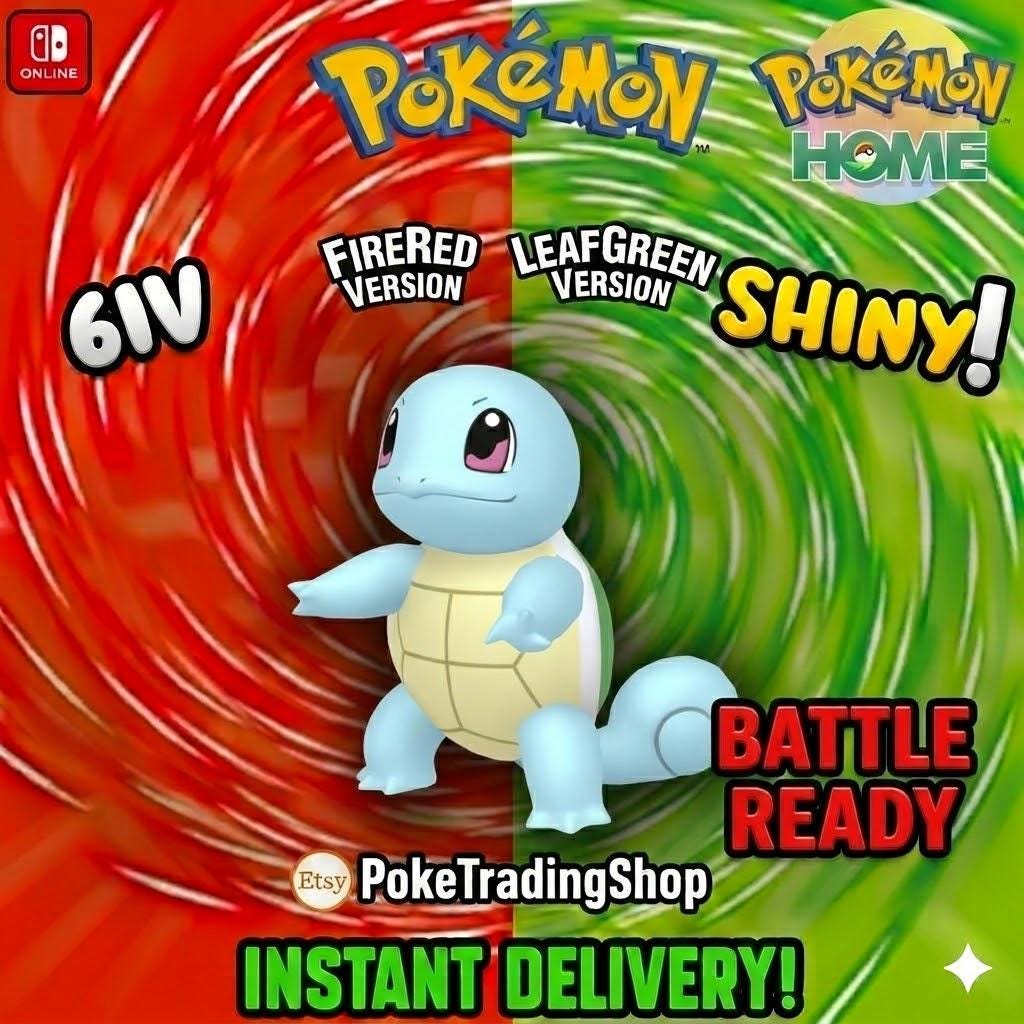 SHINY SQUIRTLE Pokémon FireRed LeafGreen 6IV Competitive Battle Ready - Pokémon HOME digital Pokémon trade by PokeTradingShop