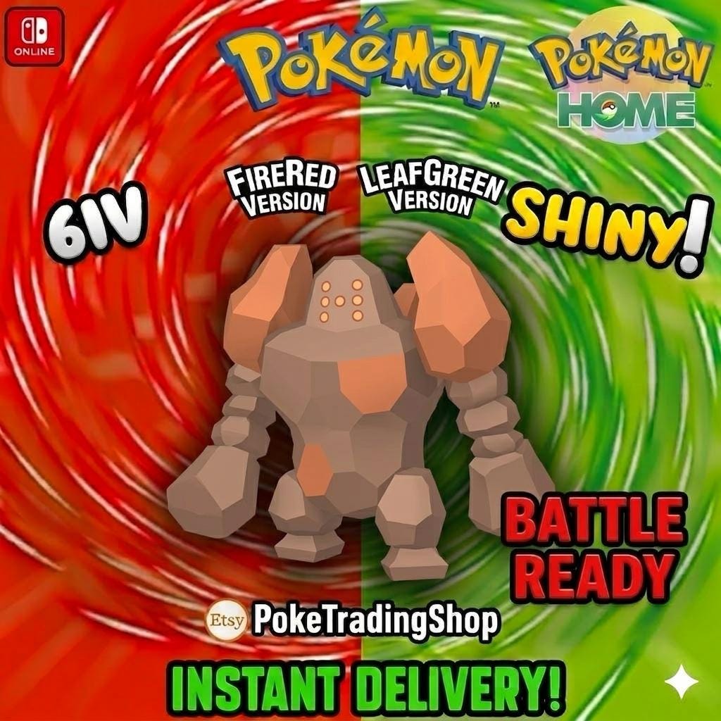 SHINY REGIROCK Pokémon FireRed LeafGreen 6IV Competitive Battle Ready - Pokémon HOME digital Pokémon trade by PokeTradingShop