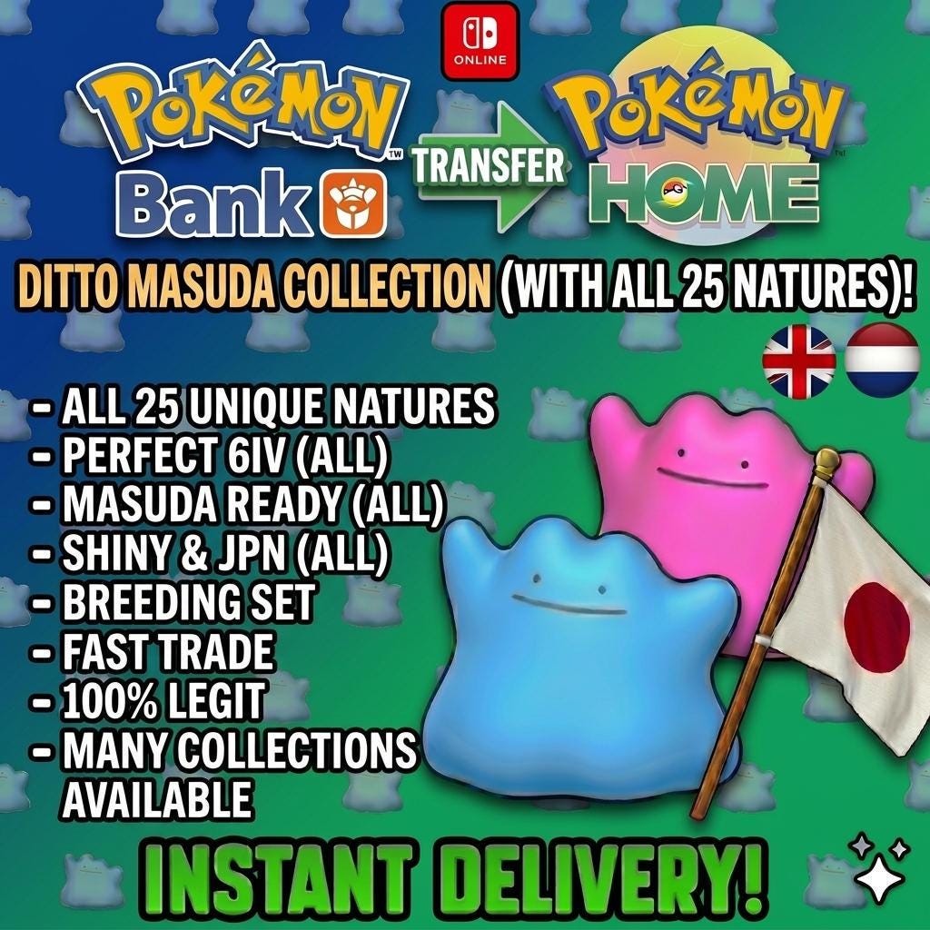Shiny Ditto Masuda Set 6IV All 25 Natures Japanese Ditto Pokemon HOME Trade - Pokémon HOME digital Pokémon trade by