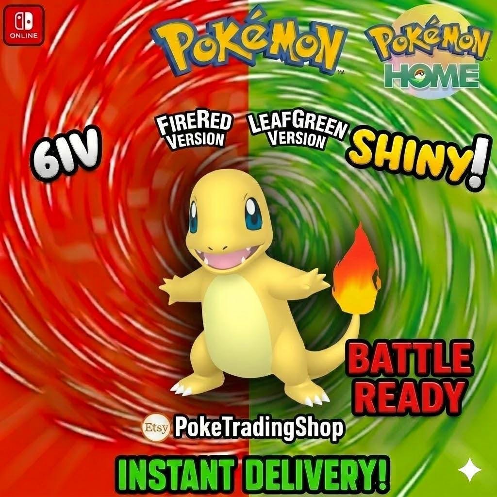 SHINY CHARMANDER Pokémon FireRed LeafGreen 6IV Competitive Battle Ready - Pokémon HOME digital Pokémon trade by